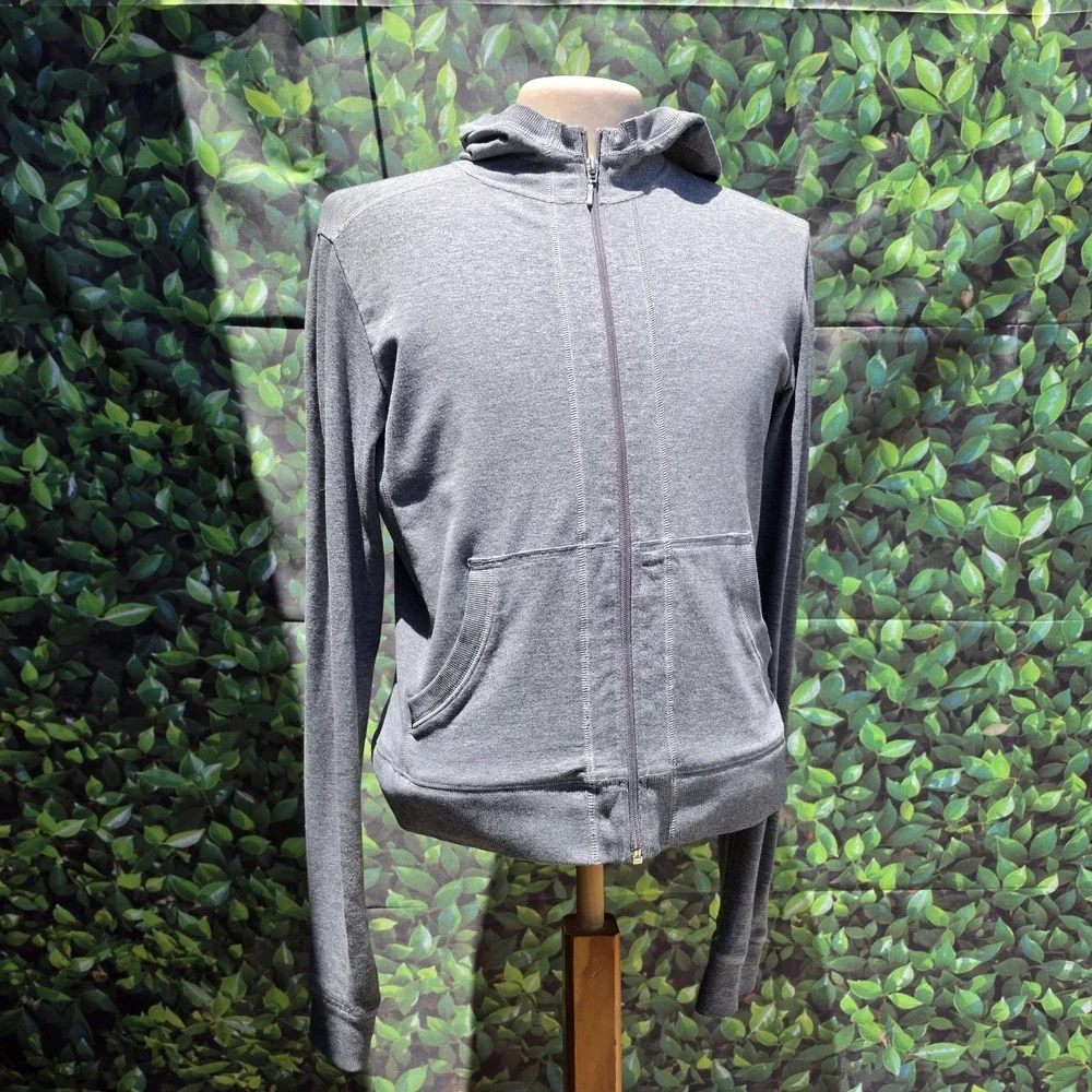 Lucy Gray Full Zip Hoodie Jacket Medium Stretch Cotton Blend USA Made Active